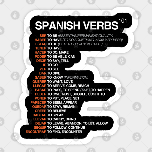 Spanish Verbs 101 Spanish Language Spanish Teacher Sticker